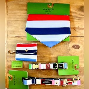 NWT•Kate Spade•AdventureStripe• Dog Leash•Collar•Waste Bag Holder•Bandana•Bundle
